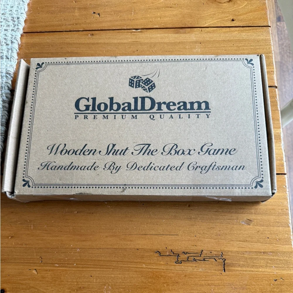GlobalDream Natural Brown “Shut The Box” Dice Game, Wooden Board Table Math Game